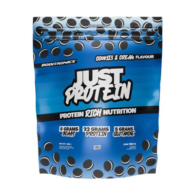 Boditronics 2kg Just Protein - High Protein Powder with 22g Protein at Per 33g Servings with 5g Glutamine and Essential Amino Acid Supplement for Lean Muscle Protein Shake(Cookies and Cream)