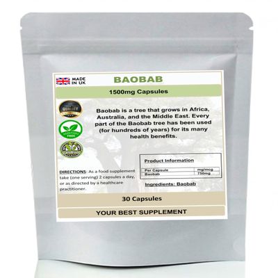 Baobab Capsules 1500mg- Superfood, (Pure no additives) High Strength (30)