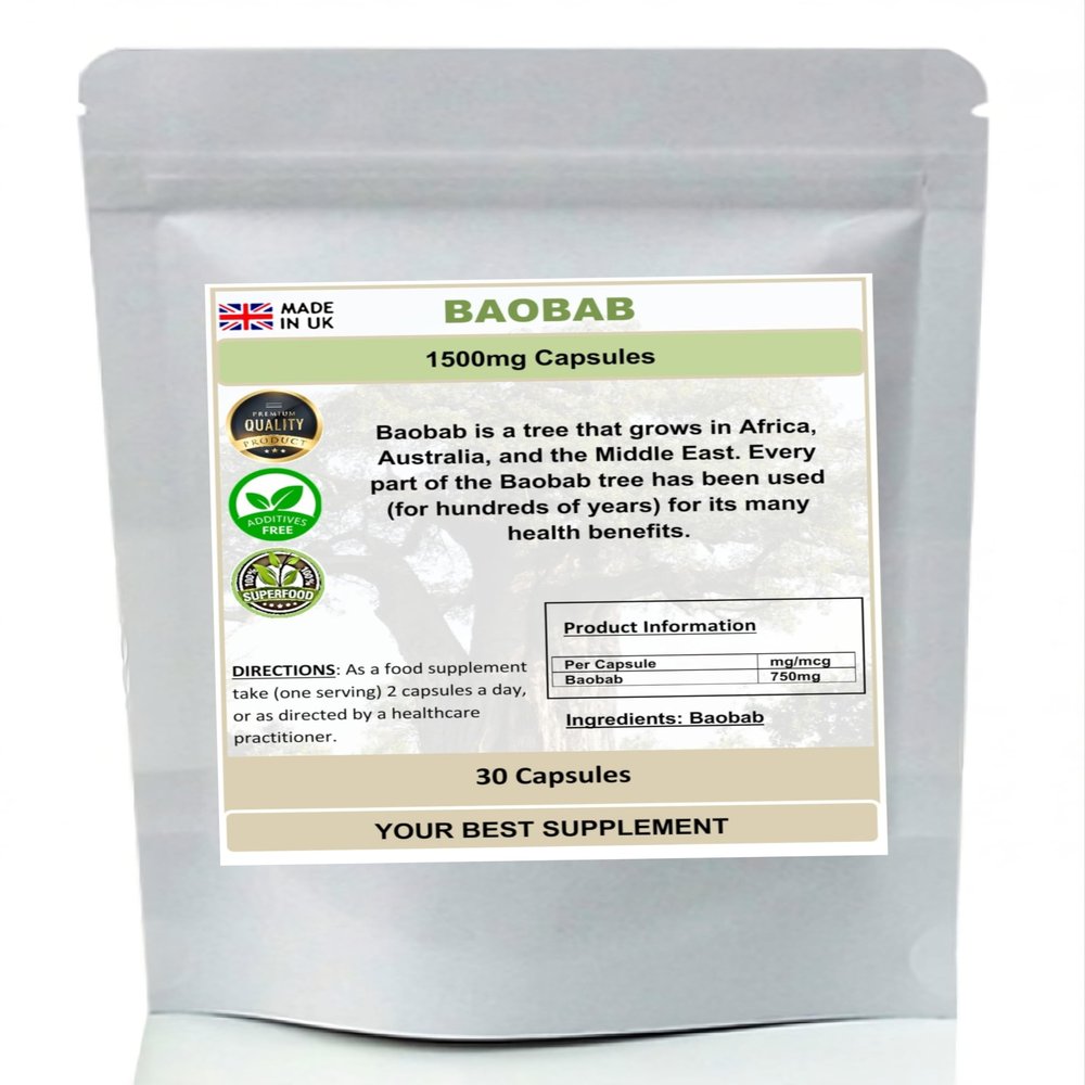 Baobab Capsules 1500mg- Superfood, (Pure no additives) High Strength (30)