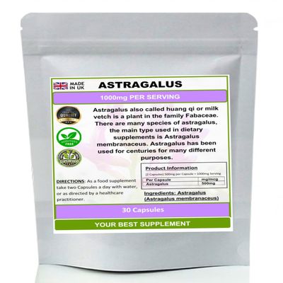 Astragalus Capsules 1000mg Serving- Pure no additives (Astragalus membranaceus) (30)