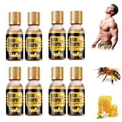 Men Therm Bee Venom Oil, Mentherm Bee Venom Gynecomastia Heating Oil for Chest Muscles Body (8 Bottle)