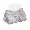 White Marble Rose Gold Printed Tissue Box Cover | Stylish Leather Tissue Paper Holder for Home Hotel Car Office Decor view 1