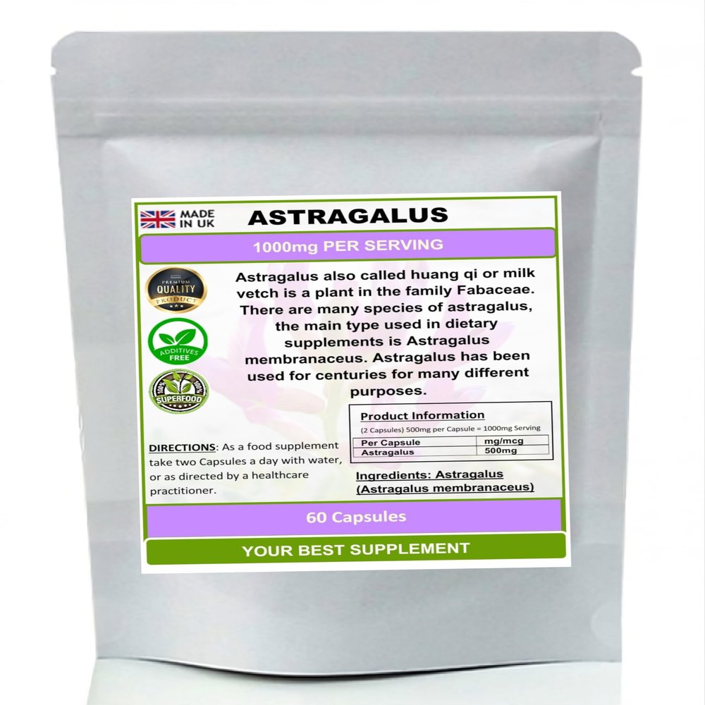 Astragalus Capsules 1000mg Serving- Pure no additives (Astragalus membranaceus) (60)