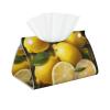 Yellow Lemon Printed Tissue Box Cover | Stylish Leather Tissue Paper Holder for Home Hotel Car Office Decor view 1