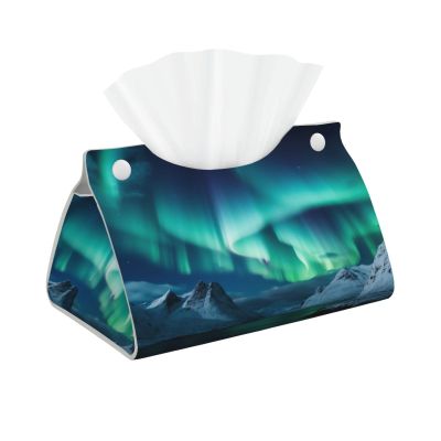 Beautiful Northern Lights Printed Tissue Box Cover | Stylish Leather Tissue Paper Holder for Home Hotel Car Office Decor