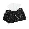 Black Marble Printed Tissue Box Cover | Stylish Leather Tissue Paper Holder for Home Hotel Car Office Decor view 1