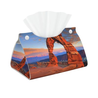 Arches National Park Printed Tissue Box Cover | Stylish Leather Tissue Paper Holder for Home Hotel Car Office Decor