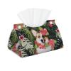 Tropical Flower and Corgi 2 Printed Tissue Box Cover | Stylish Leather Tissue Paper Holder for Home Hotel Car Office Decor view 1