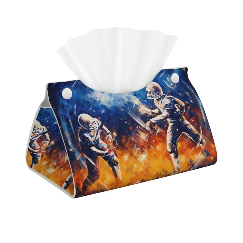 American Football Galaxy Space Play Printed Tissue Box Cover | Stylish Leather Tissue Paper Holder for Home Hotel Car Office Decor