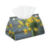 Bouquet of Daffodils Printed Tissue Box Cover | Stylish Leather Tissue Paper Holder for Home Hotel Car Office Decor view 1