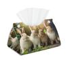Funny Rabbits Printed Tissue Box Cover | Stylish Leather Tissue Paper Holder for Home Hotel Car Office Decor view 1