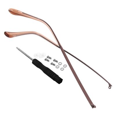 KOMBIUDA Universal Metal Glasses Arm Replacement, Brown Eyeglass Temple Repair Kit, Sturdy Single Tooth Arm for Eyeglasses Maintenance