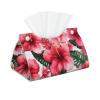 Beautiful Hibiscus Flower Printed Tissue Box Cover | Stylish Leather Tissue Paper Holder for Home Hotel Car Office Decor view 1