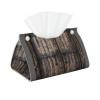 Rustic Stall Wooden Door Printed Tissue Box Cover | Stylish Leather Tissue Paper Holder for Home Hotel Car Office Decor view 1