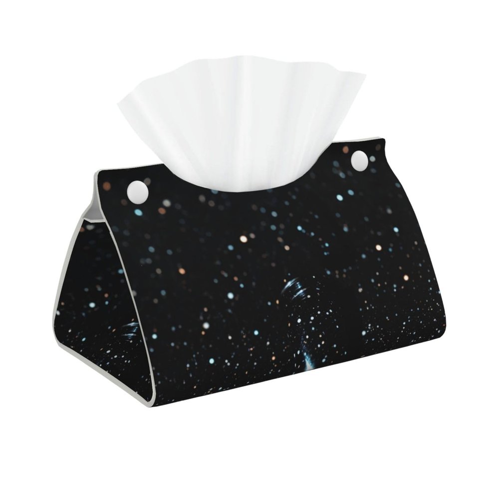 Black Glitter Printed Tissue Box Cover | Stylish Leather Tissue Paper Holder for Home Hotel Car Office Decor