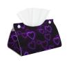 Purple Hearts Printed Tissue Box Cover | Stylish Leather Tissue Paper Holder for Home Hotel Car Office Decor view 1