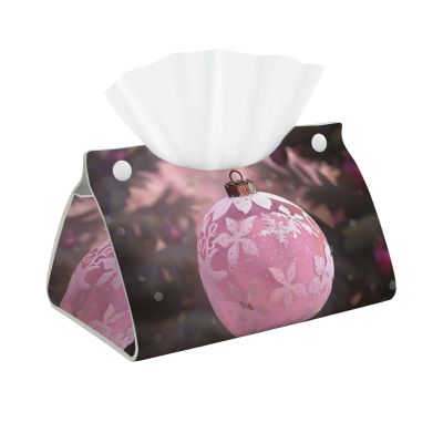 Beautiful Christmas Ball Printed Tissue Box Cover | Stylish Leather Tissue Paper Holder for Home Hotel Car Office Decor