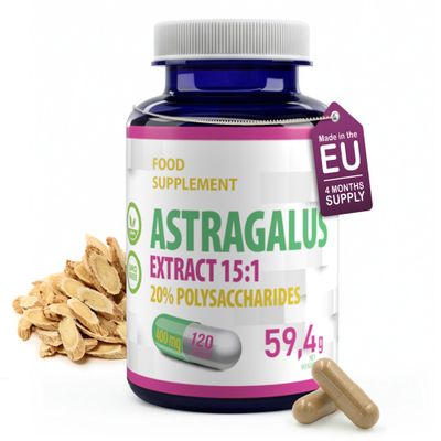 Hepatica Astragalus 6,000mg | 15:1 Extract (400mg) | 120 Vegan Capsules | 20% Polysaccharides | High Strength Immune & Energy Support | 3rd Party Lab Tested
