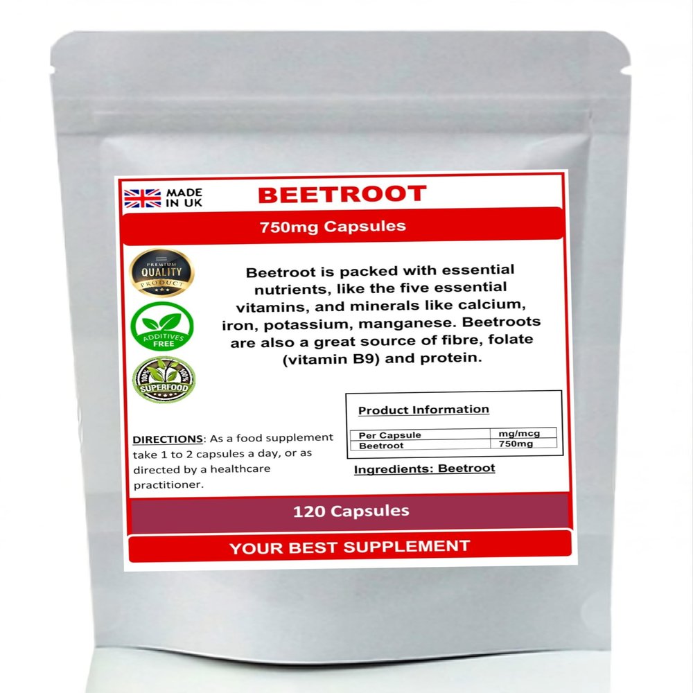Beetroot Capsules 750mg Capsules- Natural Source of Vitamins (120)