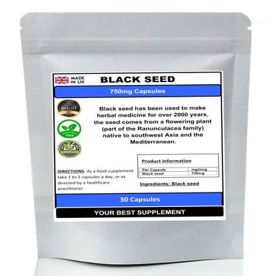 Black Seed (Nigella Sativa) Powder Capsules 750mg- Pure No additves (30)