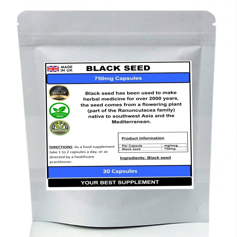 Black Seed (Nigella Sativa) Powder Capsules 750mg- Pure No additves (30)