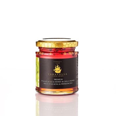 Caravella Fine Food - Acacia Honey & Hot Chilli 250 gr - Gourmet collection-100% italian- Pure, Raw, Unprocessed, Unpasteurized natural flavored honey
