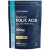 Folic Acid Tablets 400mcg | 400 Count (1+ Year Supply) | with Added 5mcg of Vitamin B12 Cyanocobalamin | Pregnancy Support | Suitable for Vegans | by Horbaach
