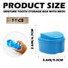 LNQ LUNIQI 1PC Plastic Denture Bath Box, Leak Proof False Teeth Container, Small Teeth Holder Case mit Filter Basket for Storage Cleaning Teeth, Blue view 2
