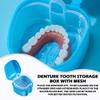 LNQ LUNIQI 1PC Plastic Denture Bath Box, Leak Proof False Teeth Container, Small Teeth Holder Case mit Filter Basket for Storage Cleaning Teeth, Blue view 4