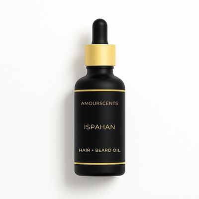 Oud Ispahan Hair + Beard Oil - Inspired Grooming Formula for Conditioning, Hydrating, Moisturising, Fresh & Healthy Soft Beard, 100% Alcohol & Vegan Free (30ml)
