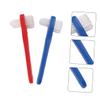 FOYTOKI Double-Head Denture Toothbrush 2pcs Set with Small Heads for Oral Blind Spot Cleaning, Sturdy Dental Brush Tool for Adult False Teeth Care, Blue and Red Colors for Travel and Daily Use view 3