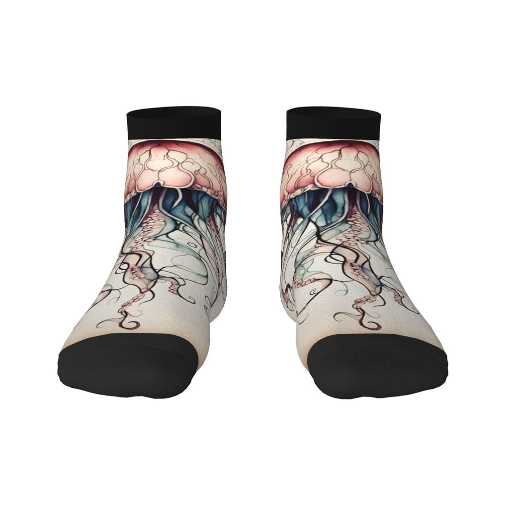ZISHAK Jellyfish Pattern Print Comfortable Straight Tube Socks,Ideal For Sports And Leisure Activities, Jellyfish Pattern, One size