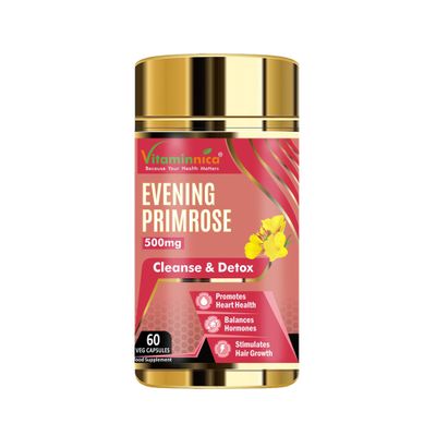 Vitaminnica Evening Primrose Oil 500mg, 60 Capsules | Pure Cold Pressed Oil | Supports Women's Health