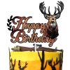 Deer Happy Birthday Cake Topper Brown Glitter Oh Deer Safari Jungle Animal Cake Decorations Wild Animal Theme Birthday Party Supplies for Boys Girls Kids view 1