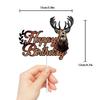 Deer Happy Birthday Cake Topper Brown Glitter Oh Deer Safari Jungle Animal Cake Decorations Wild Animal Theme Birthday Party Supplies for Boys Girls Kids view 2
