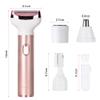 ACWOO Electric Lady Shaver, Cordless 4 in 1 Electric Shaver for Women, Rechargeable Painless Electric Lady Razor Bikini Trimmer Wet and Dry Hair Removal for Face Legs Underarm Bikini Nose and Eyebrow view 2
