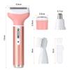 ACWOO Electric Razors for Women, Cordless 4 in 1 Electric Shaver for Women, Rechargeable Painless Lady Razor Bikini Trimmer Wet and Dry Hair Removal for Face Body Legs Underarm Bikini Nose and Eyebrow view 2