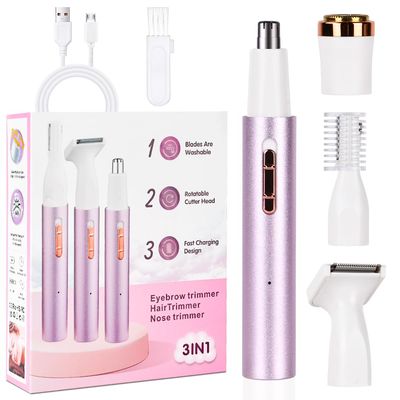 ACWOO Electric Razors for Women, Cordless 4 in 1 Electric Shaver for Women, Rechargeable Painless Lady Razor Bikini Trimmer Wet and Dry Hair Removal for Face Body Legs Underarm Bikini Nose and Eyebrow