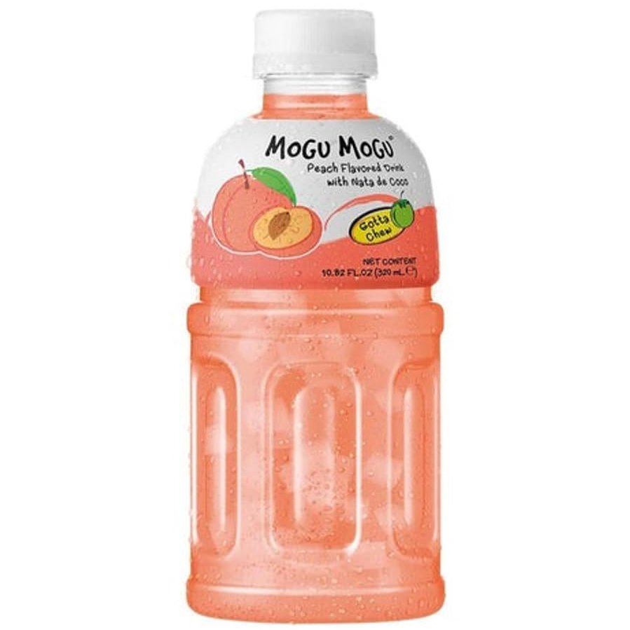 Mogu Mogu Nata De Coco Peach Flavored Drink | 320ml | Mogu Mogu Flavored Drinks | Nata De Coco | Jelly Texture | Refreshing Taste | Pack of 3 | Peach | Bottled Drink