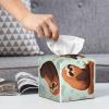 Brown Sloth Printed Tissue Box Cover | Square Leather Tissue Paper Holder for Home Hotel Car Office Decor view 4