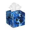 Blue Camo Printed Tissue Box Cover | Square Leather Tissue Paper Holder for Home Hotel Car Office Decor view 1