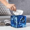 Blue Camo Printed Tissue Box Cover | Square Leather Tissue Paper Holder for Home Hotel Car Office Decor view 4