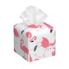 Cartoon Flamingo Pattern Printed Tissue Box Cover | Square Leather Tissue Paper Holder for Home Hotel Car Office Decor view 1