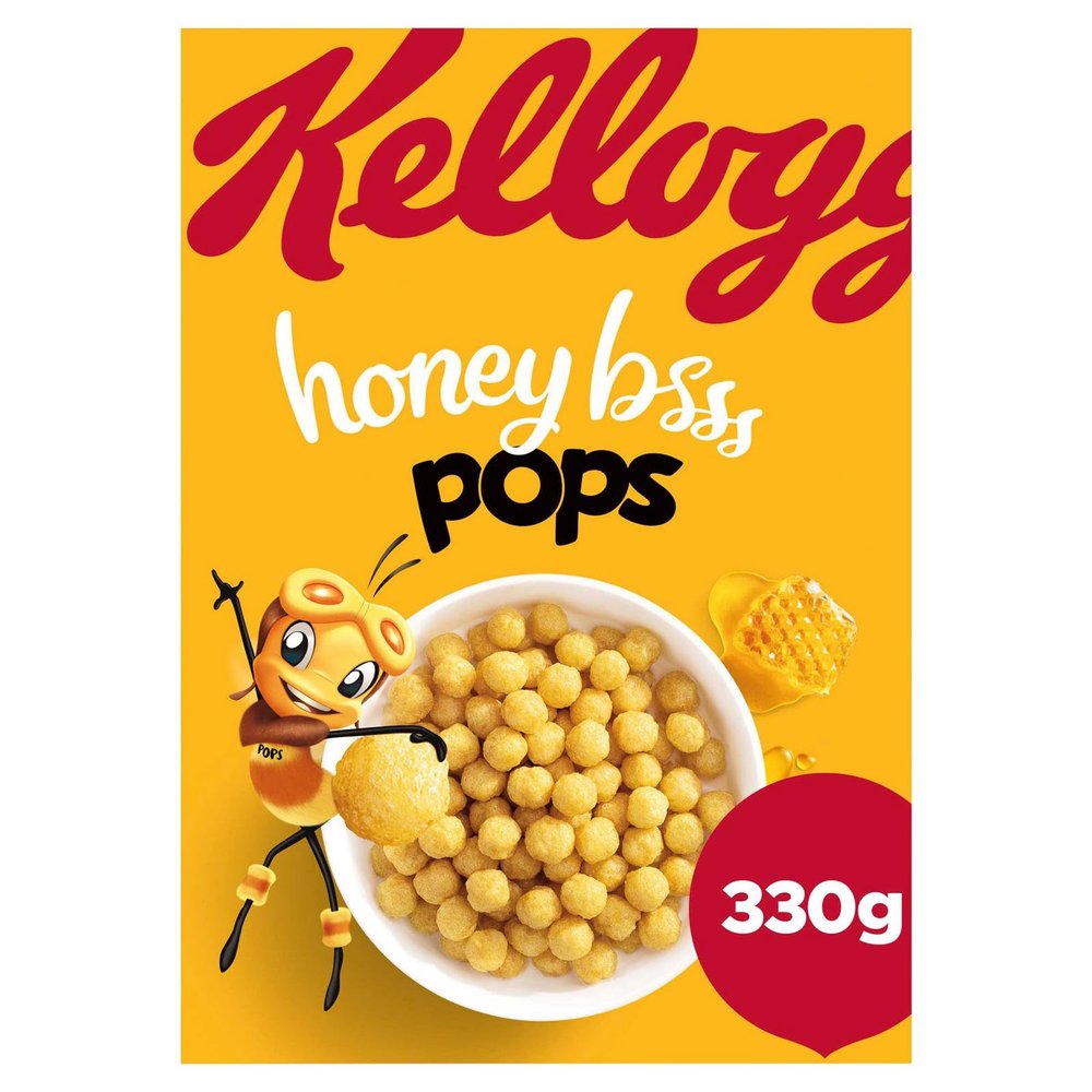 Kellogg's Honey Pops Cereal I 330g Boxes, Pack of 16