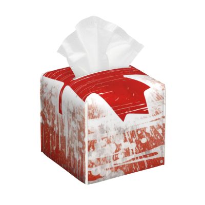 Canada Flag Printed Tissue Box Cover | Square Leather Tissue Paper Holder for Home Hotel Car Office Decor