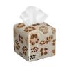 Bone and Footprint Printed Tissue Box Cover | Square Leather Tissue Paper Holder for Home Hotel Car Office Decor view 1