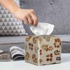 Bone and Footprint Printed Tissue Box Cover | Square Leather Tissue Paper Holder for Home Hotel Car Office Decor view 4