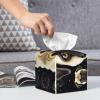 Black Yellow Pug Printed Tissue Box Cover | Square Leather Tissue Paper Holder for Home Hotel Car Office Decor view 4