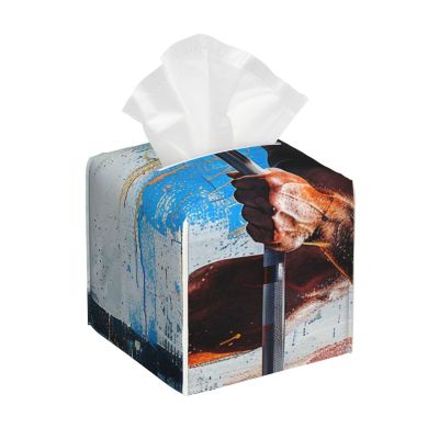 Weightlifting Sports Printed Tissue Box Cover | Square Leather Tissue Paper Holder for Home Hotel Car Office Decor