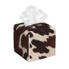 Brown Cowhide Printed Tissue Box Cover | Square Leather Tissue Paper Holder for Home Hotel Car Office Decor view 1